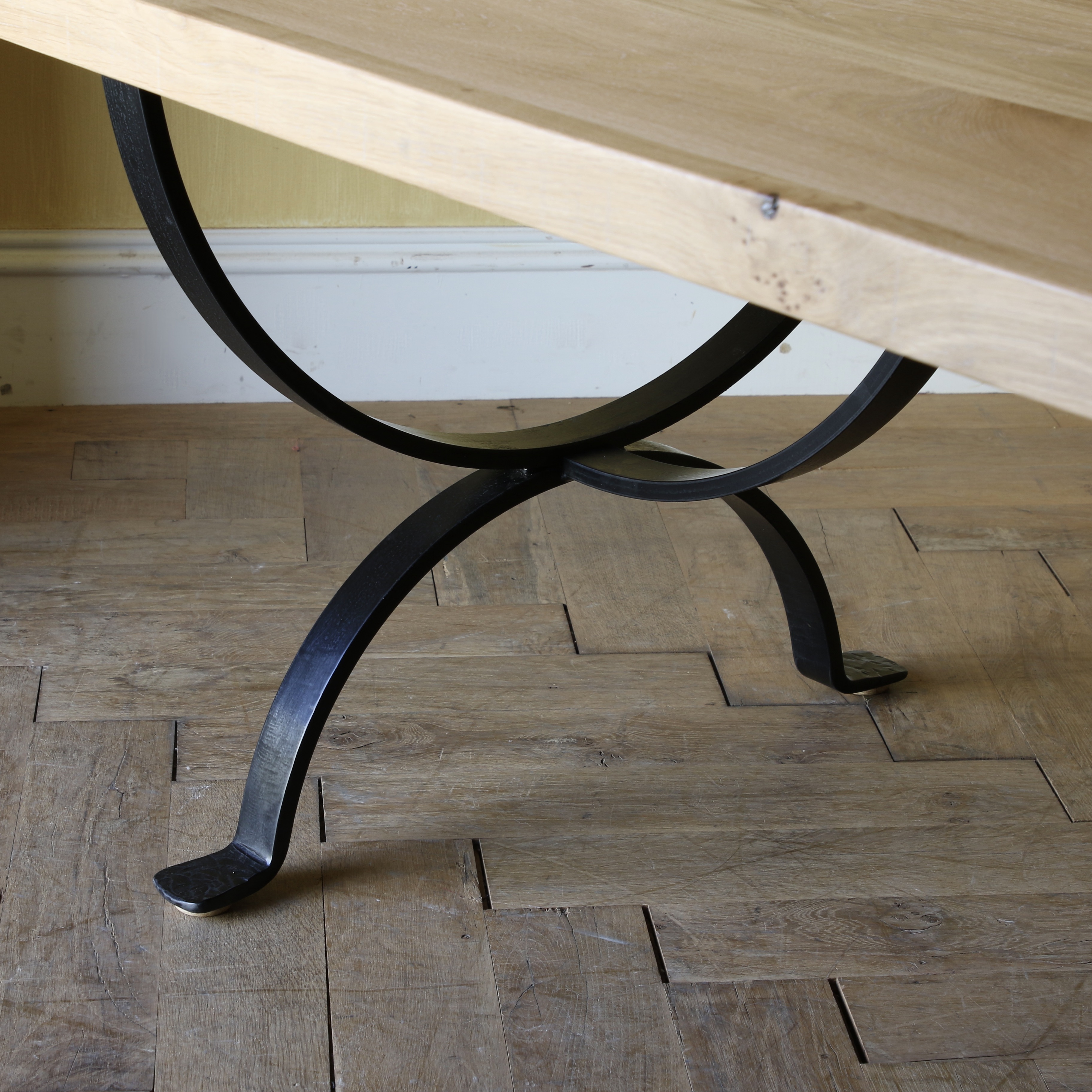 Refectory Table with Forged Iron Base